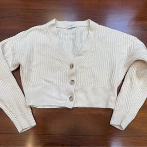 Sandro Cream Button-Up Cardigan